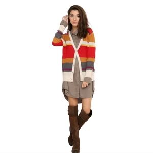Hot Topic Doctor Who Forth Multicolor Striped Cardigan Sweater Mesh Button-up MD